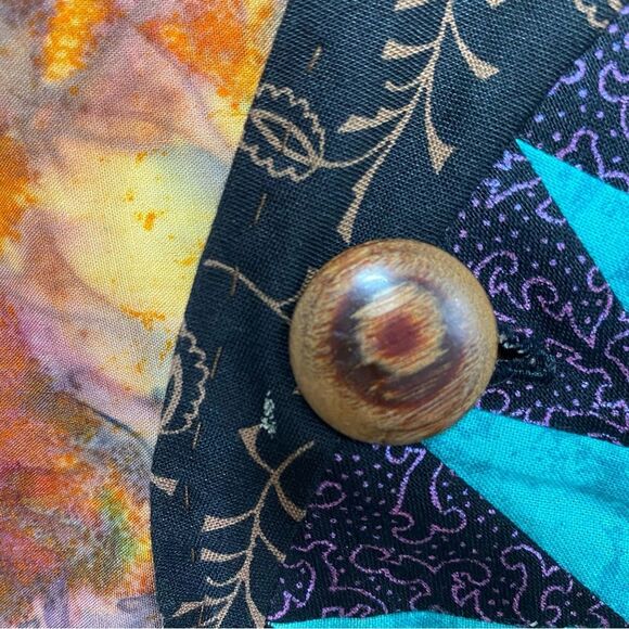 Hand Crafted Patchwork Tie-Dye Floral Print Bohemian One Button Vest Sz L/XL - Picture 15 of 16